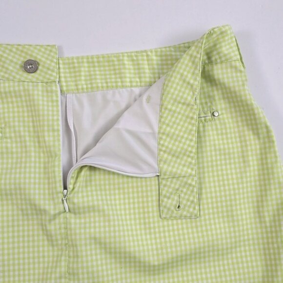 Abacus Women's Skirt Skort Lime Green White Micro Plaid Stretch Size 42/12 Reg - Picture 8 of 16